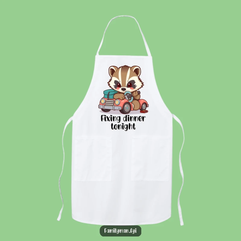 Funny Badger Apron: Determined Mechanic, Kitchen Fix-All, Hilarious Funny Gift