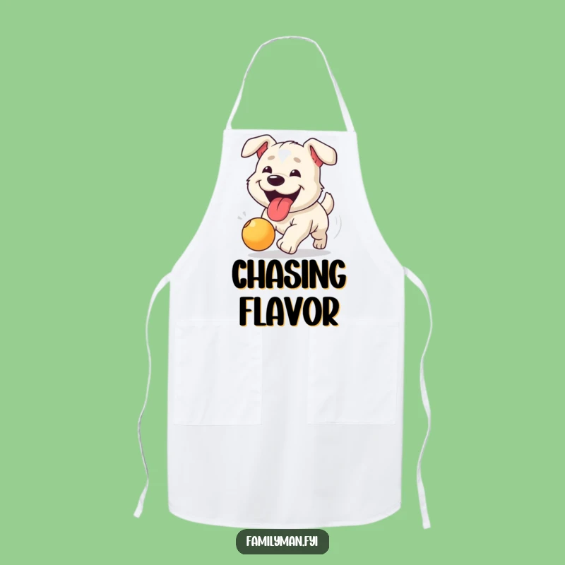 Funny Dog Chasing Ball Apron - Enthusiastic Pet Lover's Kitchen Gift