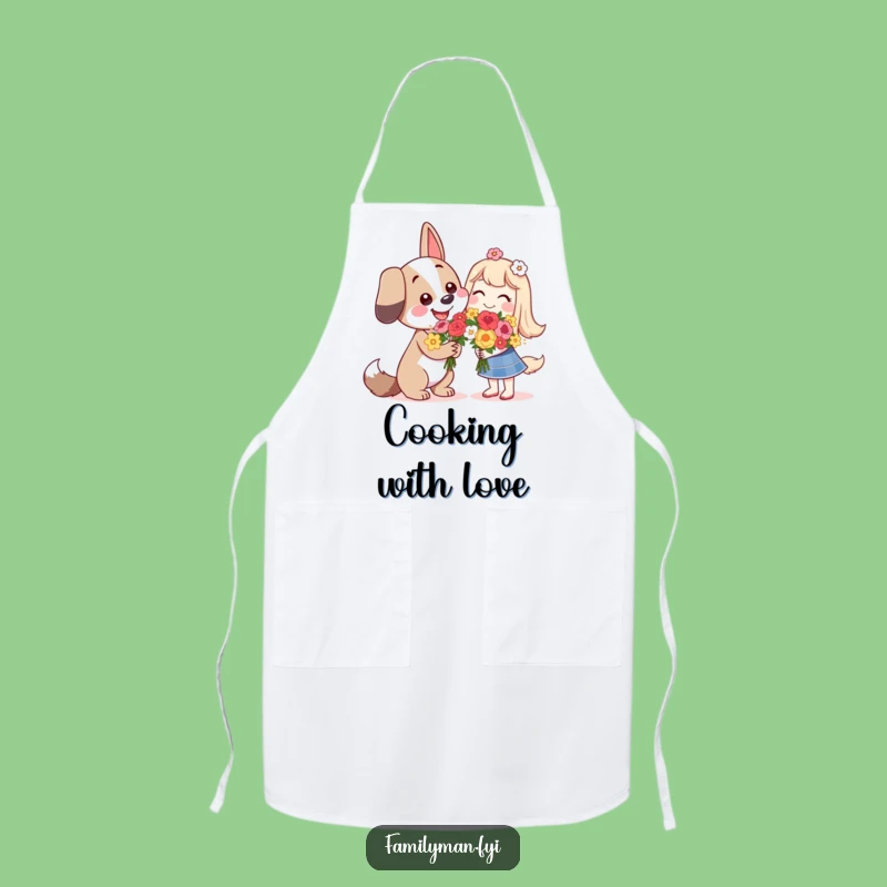 Funny Dog Love Apron - Sweet Flower Kitchen Wear