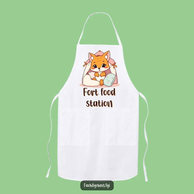Funny Fox Cub Apron: Pillow Fort Chef, Humorous Kitchen Fun Gift