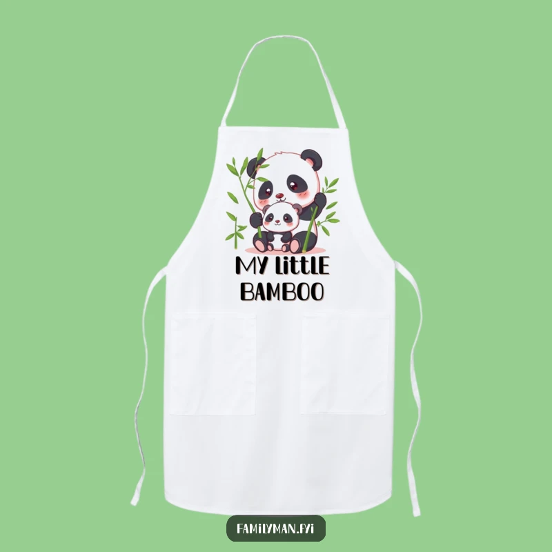 Funny Panda Sharing Bamboo Apron: Kitchen Calm, Humorous Gift