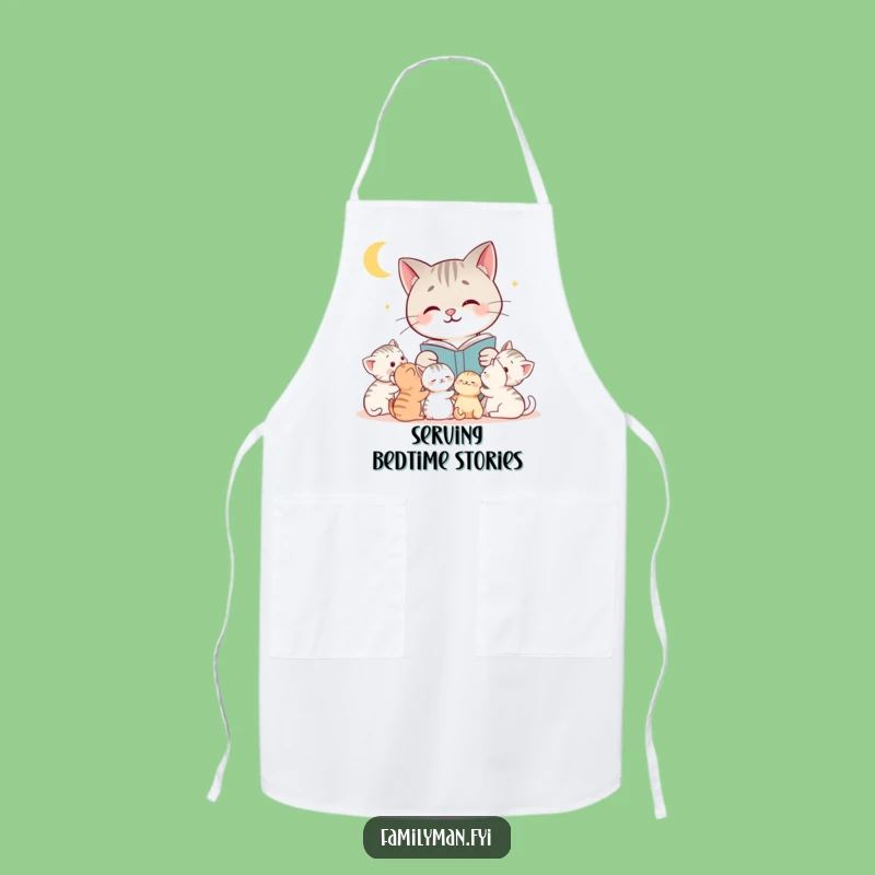 Funny Cat Apron: Cute Bedtime Story Cat Reading to Kittens, Kitchen Gift