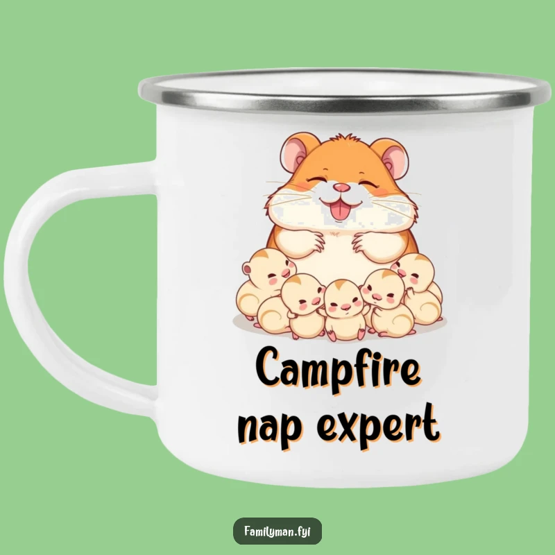 Durable Dad Hamster Camping Mug: Sleeping Dad & Babies, Outdoor Gift