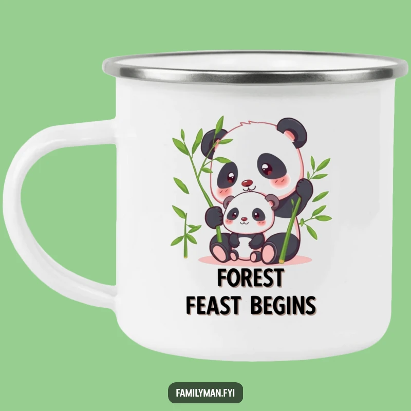 Funny Panda Sharing Bamboo Camping Mug: Calm Outdoors, Unique Gift
