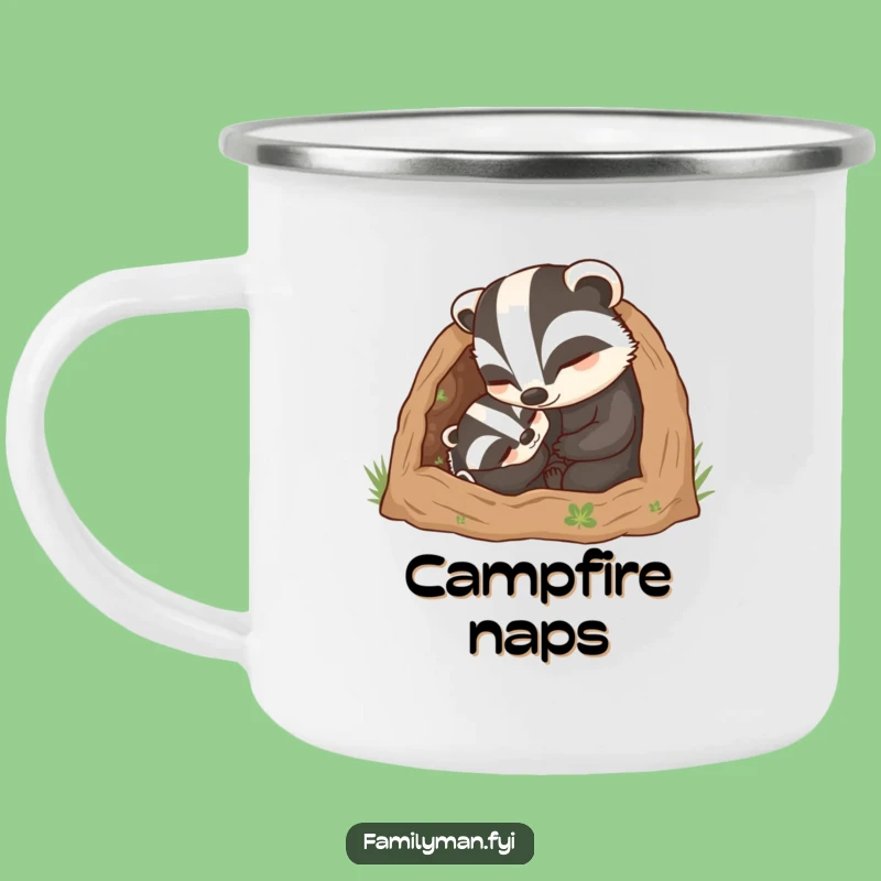Funny Dad Badger Camping Mug - Cozy Burrow for Outdoor Comfort Gift