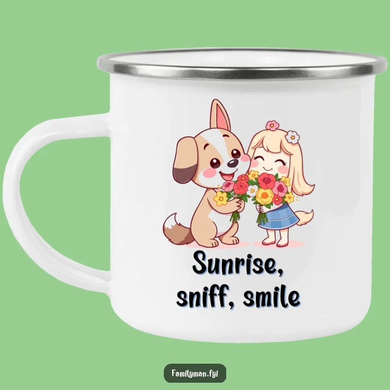 Funny Dog Love Camping Mug - Sweet Flower Outdoor Cup