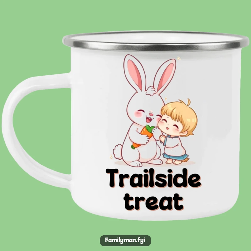 Funny Rabbit & Child Camping Mug: Wholesome Adventures