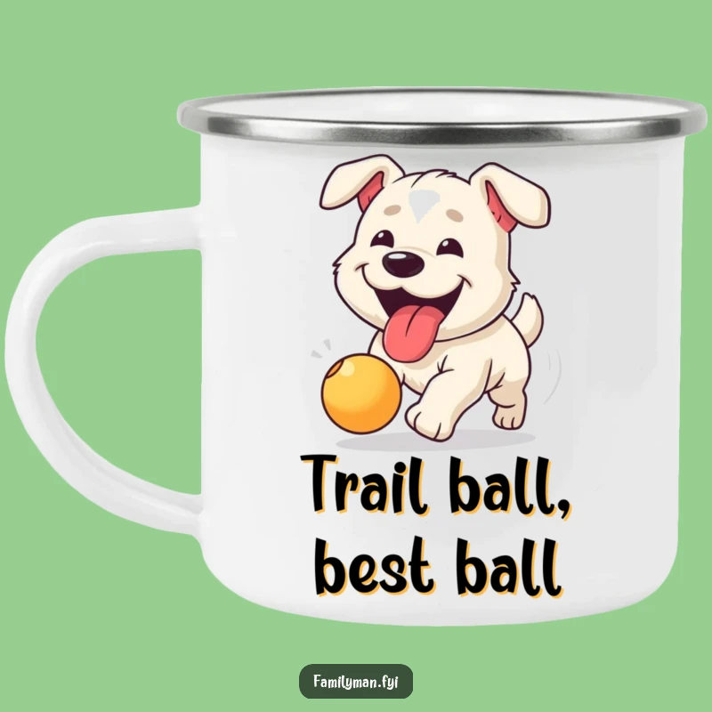Funny Dog Chasing Ball Camping Mug - Enthusiastic Outdoor Pet Gift