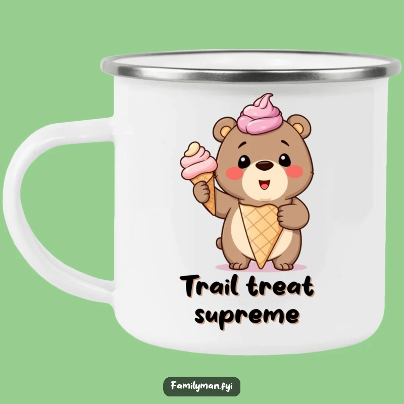 Funny Bear Cub Ice Cream Camp Mug: Sweet Sips Outdoors!