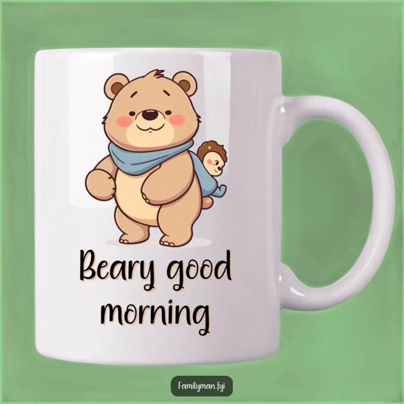 Funny Dad Bear Piggyback Mug - Strong Fatherly Love Coffee Gift