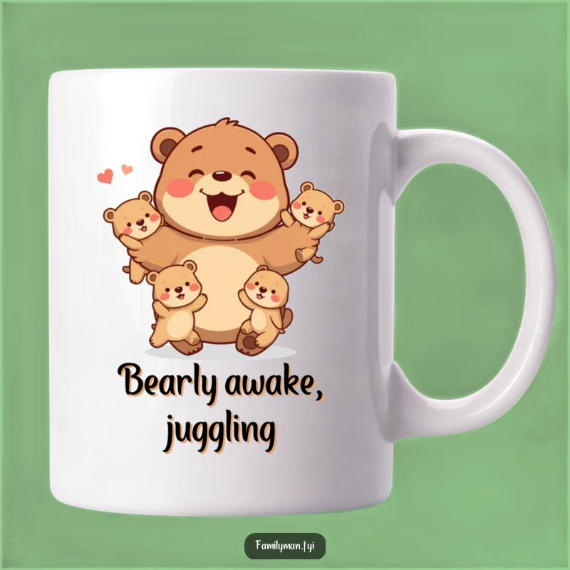 Funny Father Bear Mug: Juggling Dad Humor Gift, Perfect Family Fun