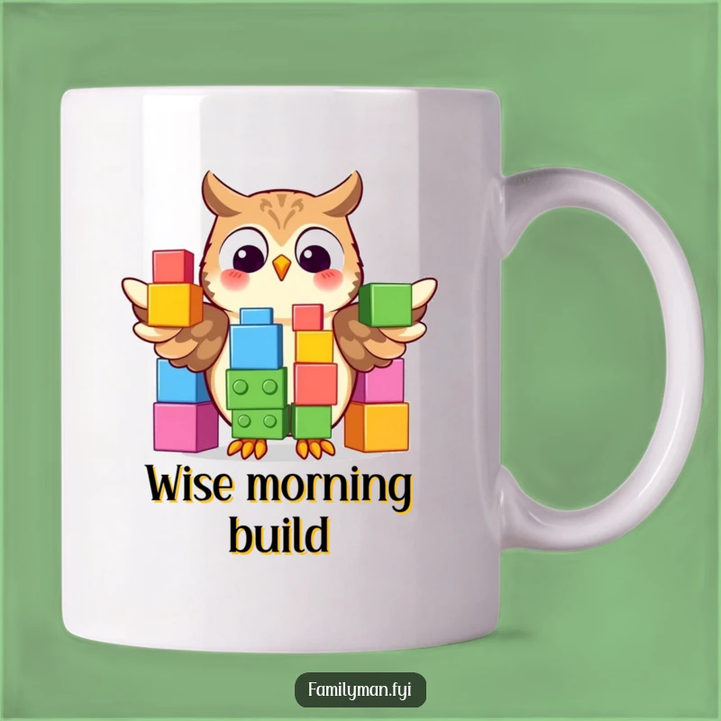 Funny Owl Building Blocks Mug: Smart Humor for Clever Minds!