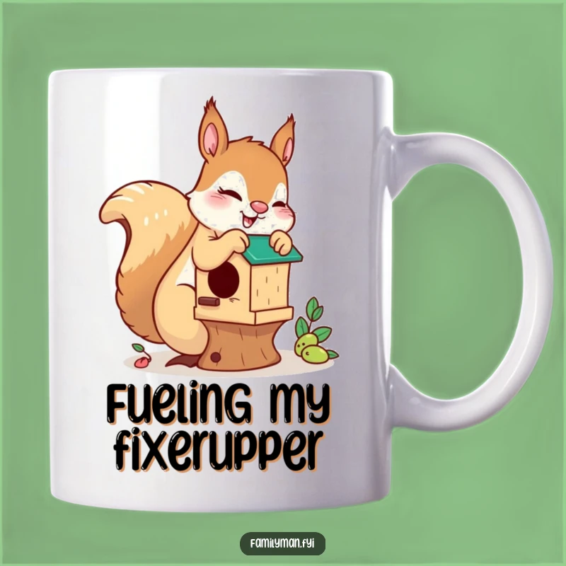 Funny Playful Squirrel Mug: Birdhouse Builder, Whimsical Design and Perfect Funny Gift