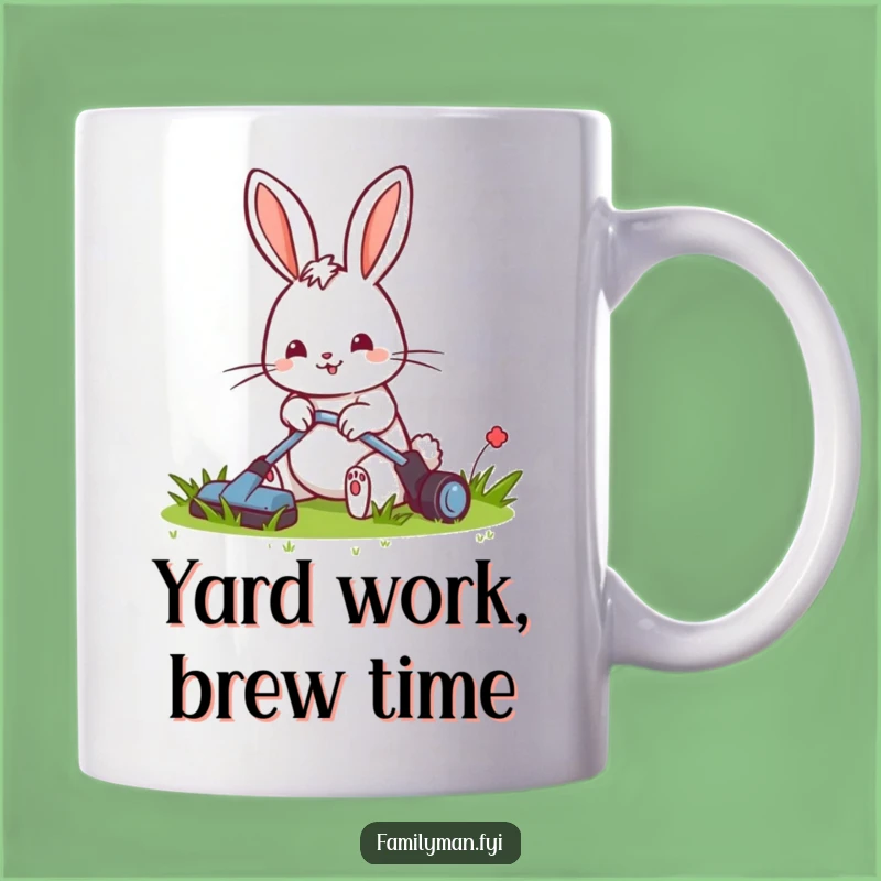Funny Rabbit Mowing Mug: Cheerful Gardener Gift, Tidy Lawn Lover