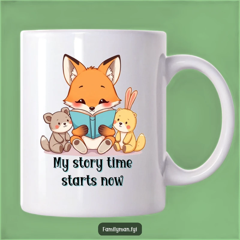 Funny Fox Librarian Mug: A Curious Reader Sharing Tales with Stuffed Animals, Perfect Gift