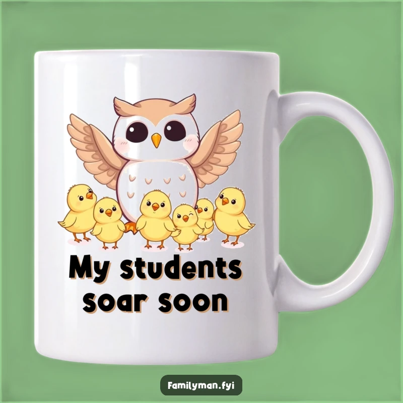 Funny Owl Teaching Chicks Flying Mug - Adorable Gift for Bird Lovers & Parents