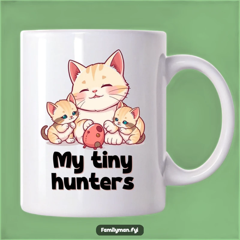 Funny Dad Cat Mug: Proudly Watching Kittens, Playful Scene, Perfect Gift