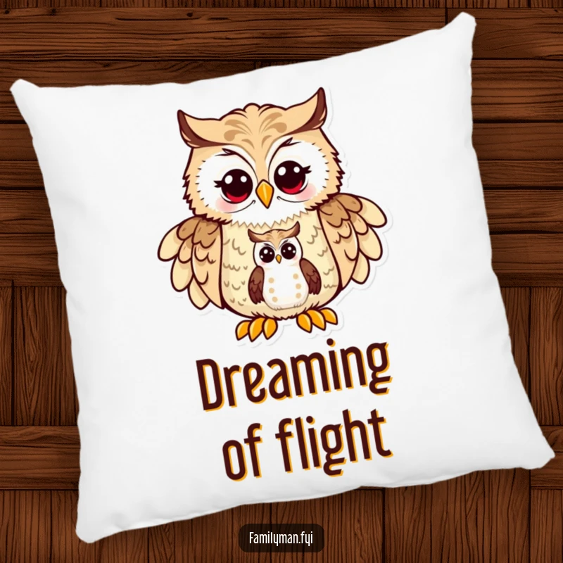 Funny Dad Owl Pillow: A proud father owl character sharing a map with his small owlet, offering cozy wisdom and love.