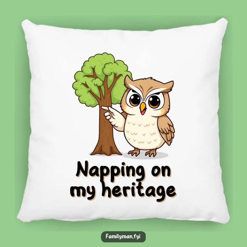 Funny Owl Pillow: Proud Family Tree Owl, Cozy Genealogy Decor Gift
