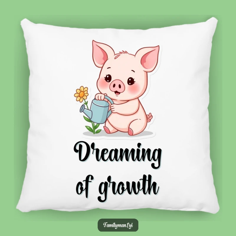 Funny Piglet Watering Flower Pillow - Cozy & Cheerful Comfort Gift