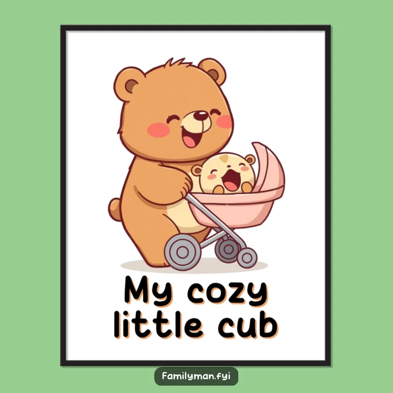 Funny Bear Parent Art: Beaming Love, Printable Funny Gift Download