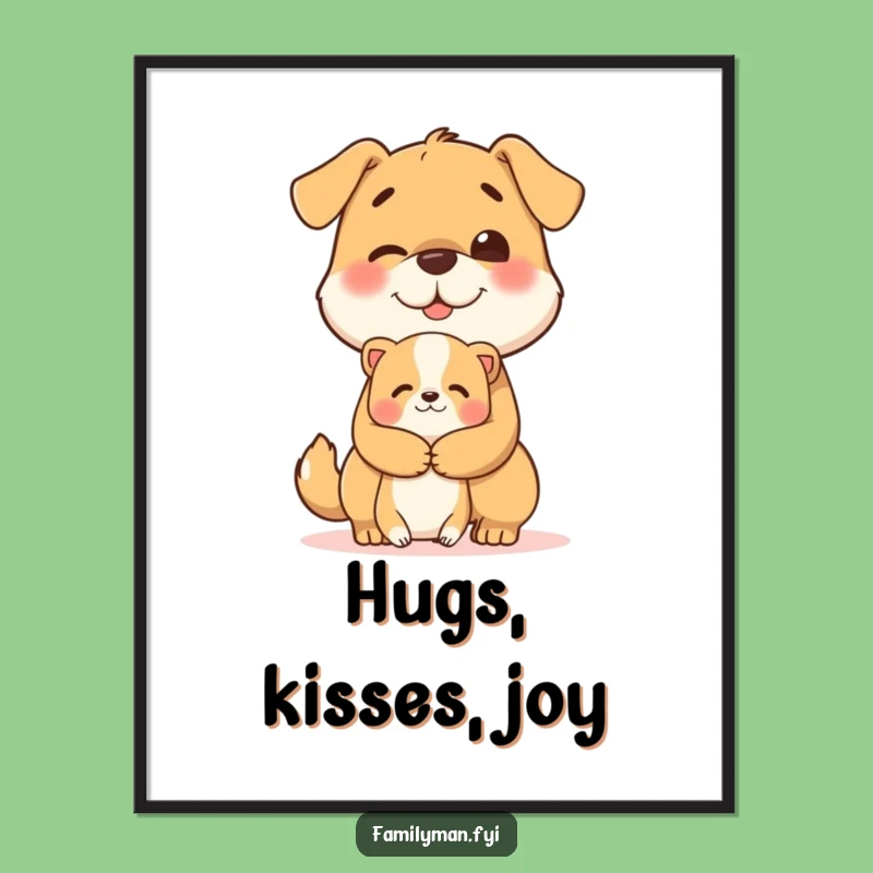 Funny Dog Hug Digital Art: Cheerful Dog's Embrace; Artful Funny Gift