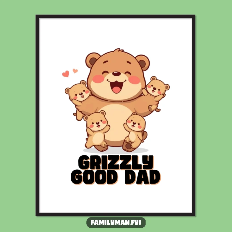 Funny Father Bear Digital Art: Juggling Dad Print, Perfect Family Gift