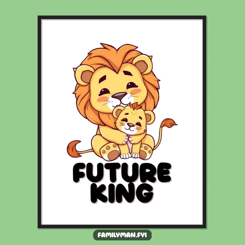 Funny Lion & Cub Digital Art: Instant Majestic Decor