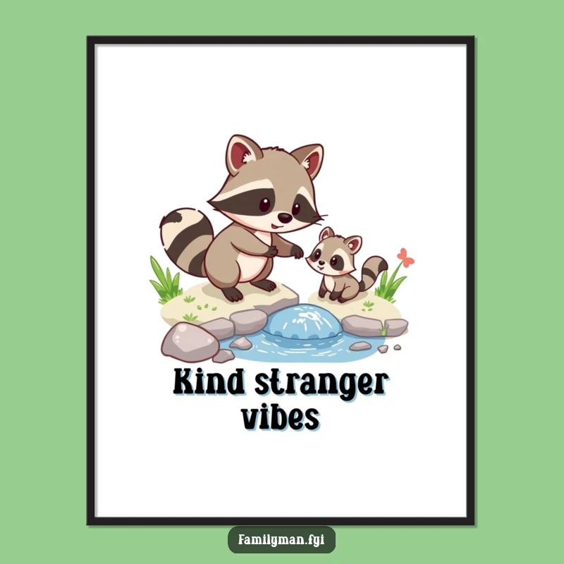 Funny Raccoon Helper Digital Print: Adorable Animal Art for Instant Charm