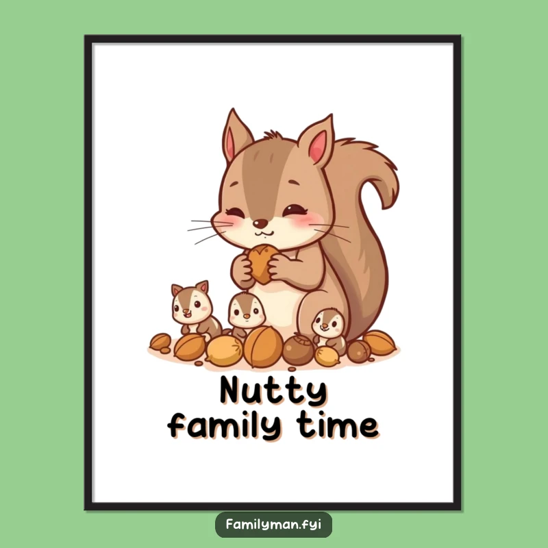 Funny Squirrel Gathering Nuts Digital Print: Instant Family Humor, Gift