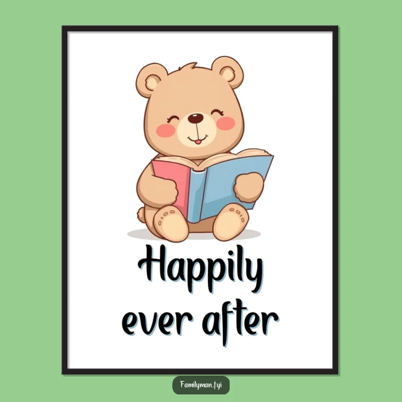Funny Bear Digital Print: Cozy Reader Art, Instant Funny Gift Download