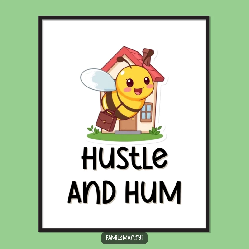 Funny Busy Bee Working Digital Art - Instant Humorous Professional Gift