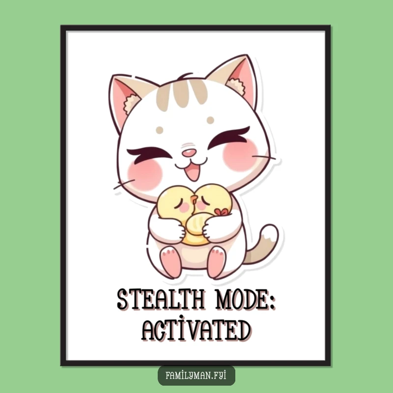 Funny Cat Digital Print: Mischievous Nursemaid Artwork, Instant Funny Gift Download