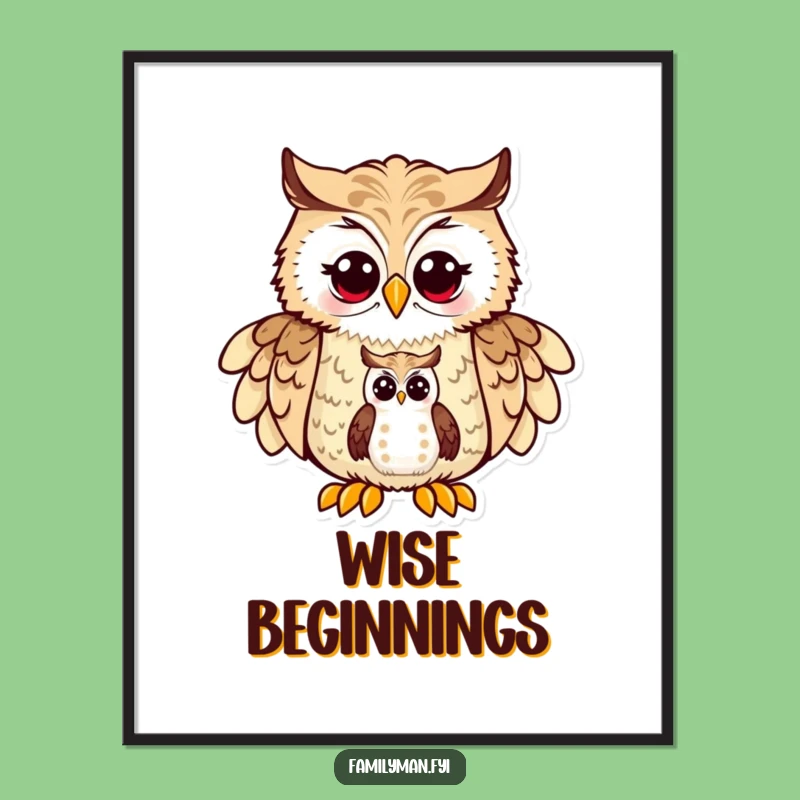 Funny Dad Owl Digital Art Print - Fatherly Wisdom Map Decor Gift