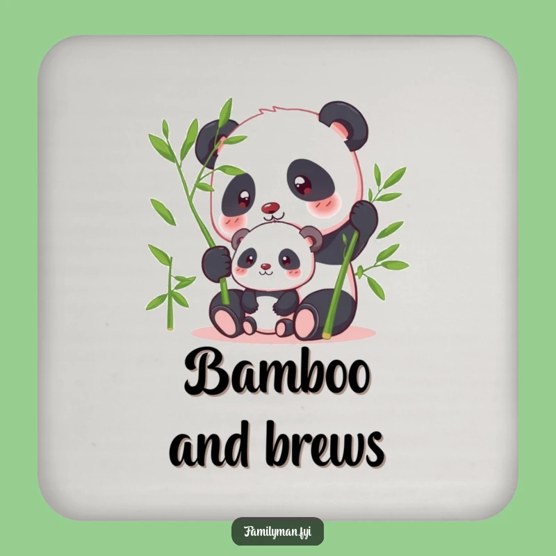 Funny Panda Sharing Bamboo Coasters: Protect Surfaces with Calm, Gift