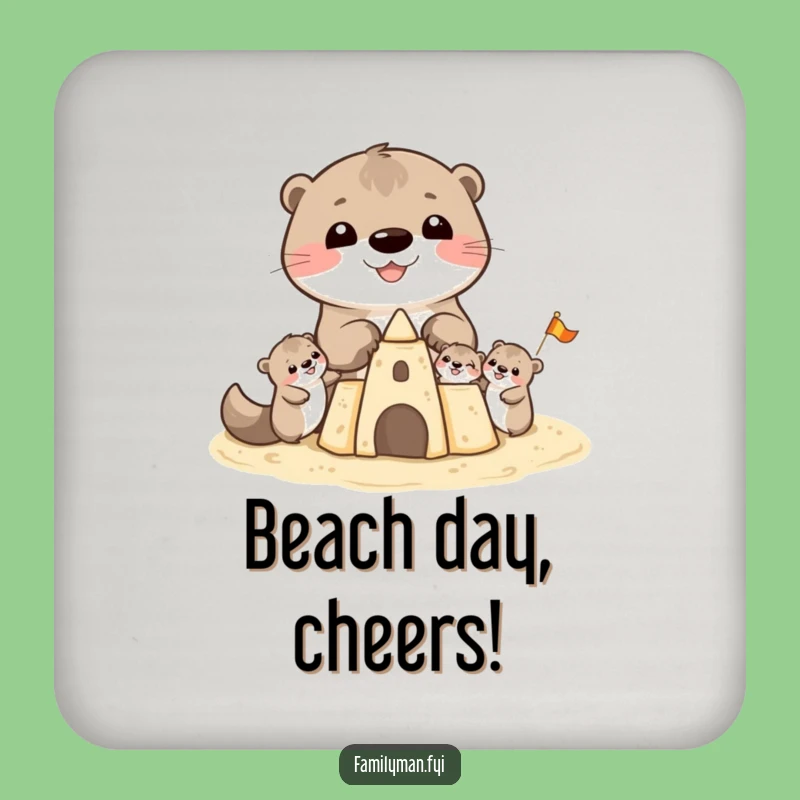 Funny Otter Sandcastle Coaster Set: Cheerful Table Protection for Beach Homes Gift