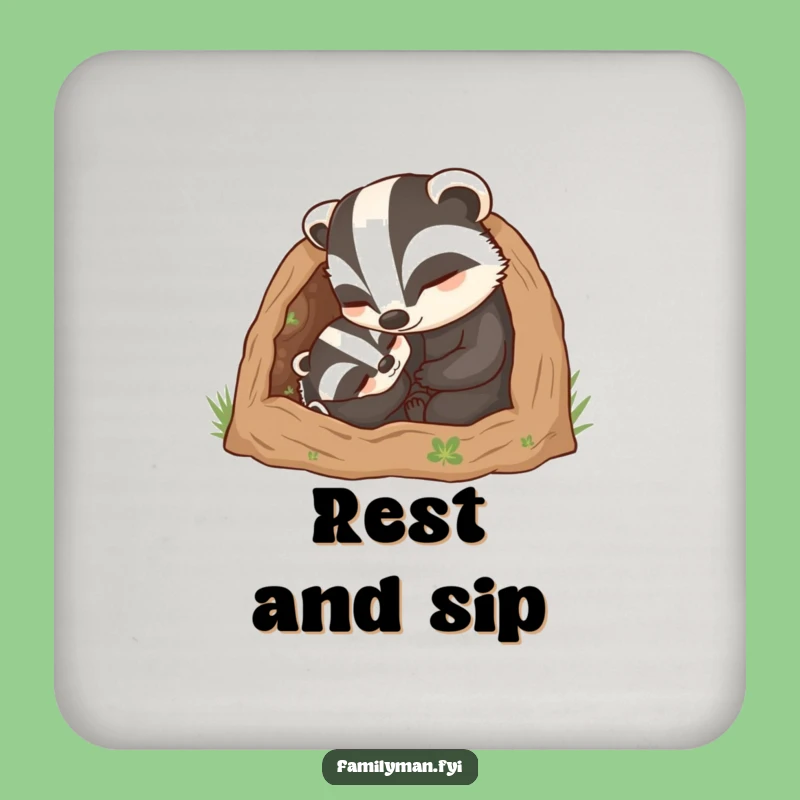 Funny Dad Badger Coaster - Protect Surfaces with Cozy Love Gift