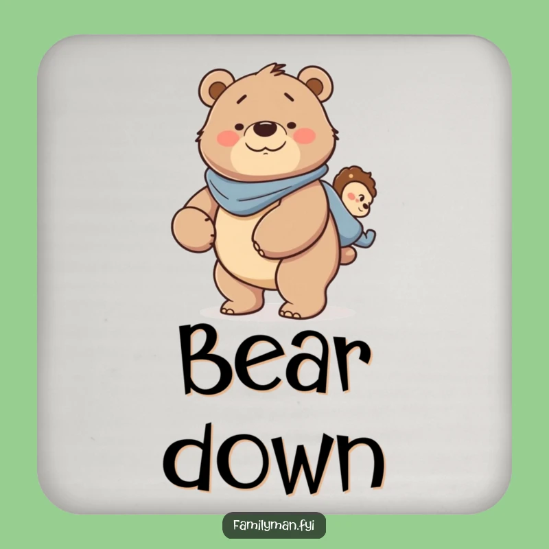 Funny Dad Bear Coaster - Protect Surfaces with Strong Papa Love Gift