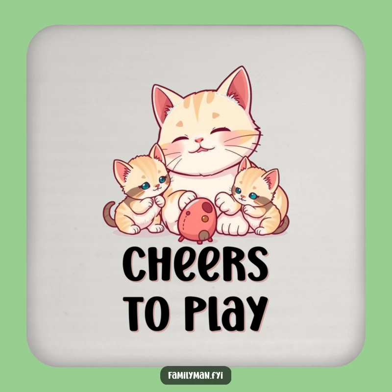 Funny Dad Cat Coasters: Proudly Watching Kittens Set, Bar Gift