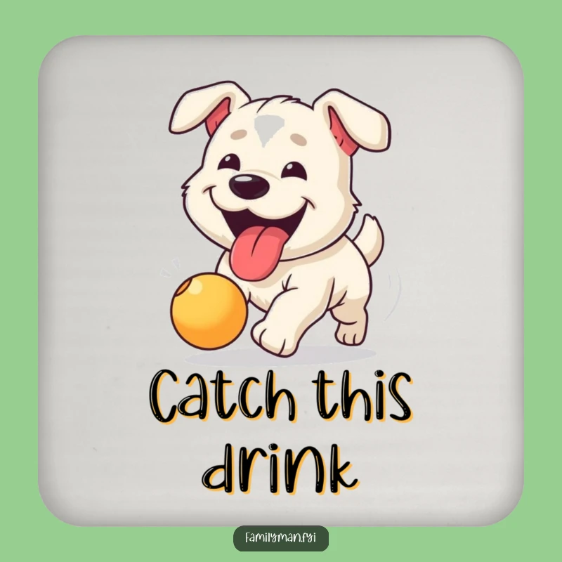 Funny Dog Chasing Ball Coaster - Enthusiastic Pet Gift for Tables