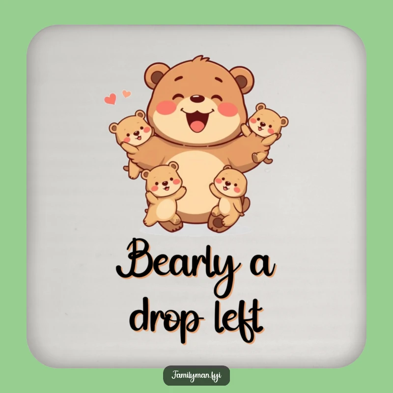 Funny Father Bear Coaster: Juggling Dad Drink Protector, Humorous Gift