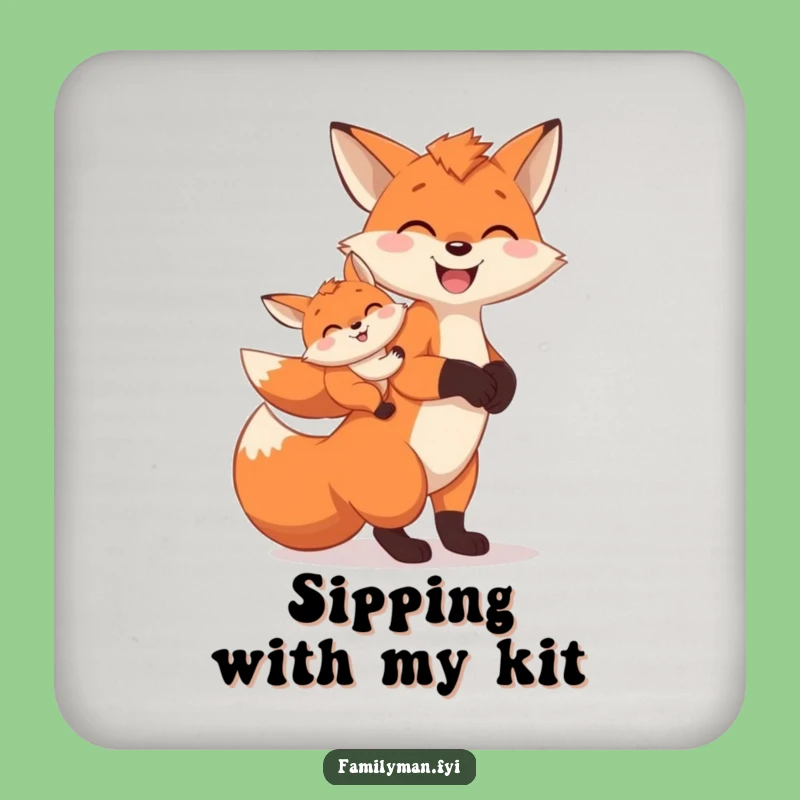 Funny Fox Dad Coaster: Companion Drink Protector, Humorous Gift