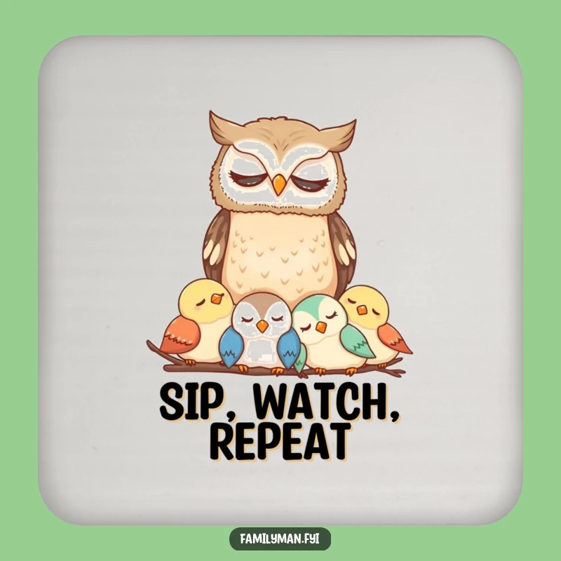 Funny Owl Coaster Set - Humorous Table Protection for Bird Lovers