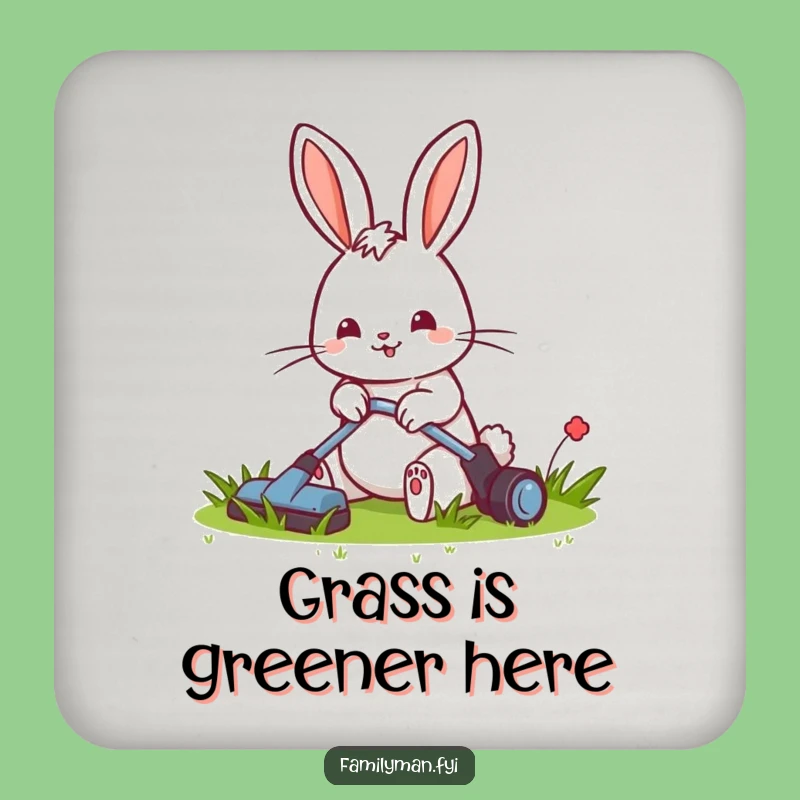 Funny Rabbit Mowing Coaster Set: Protect Surfaces with Garden Charm