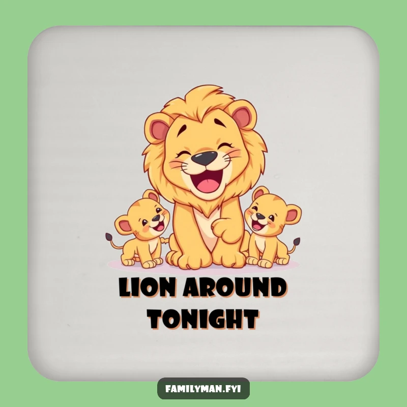 Funny Dad Lion Drink Coaster: Hilarious Family Protection