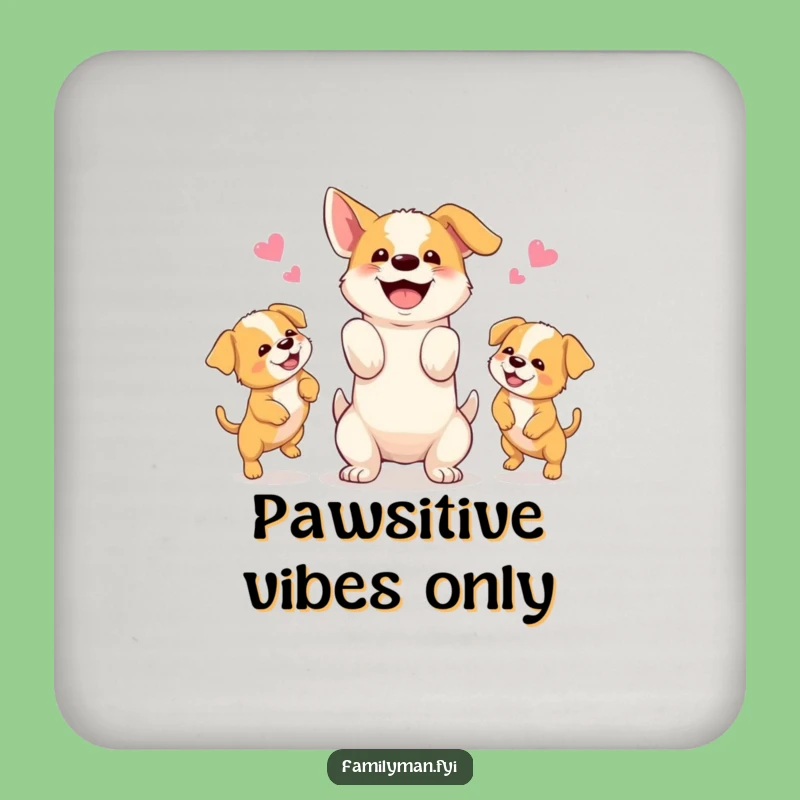 Funny Dog Juggling Puppies Coaster Set: Protect Surfaces with Canine Charm