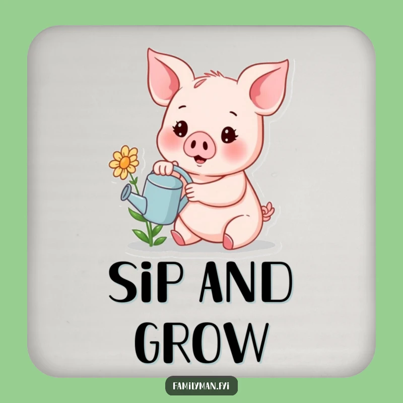 Funny Piglet Watering Flower Coaster - Cheerful Garden Gift for Tables