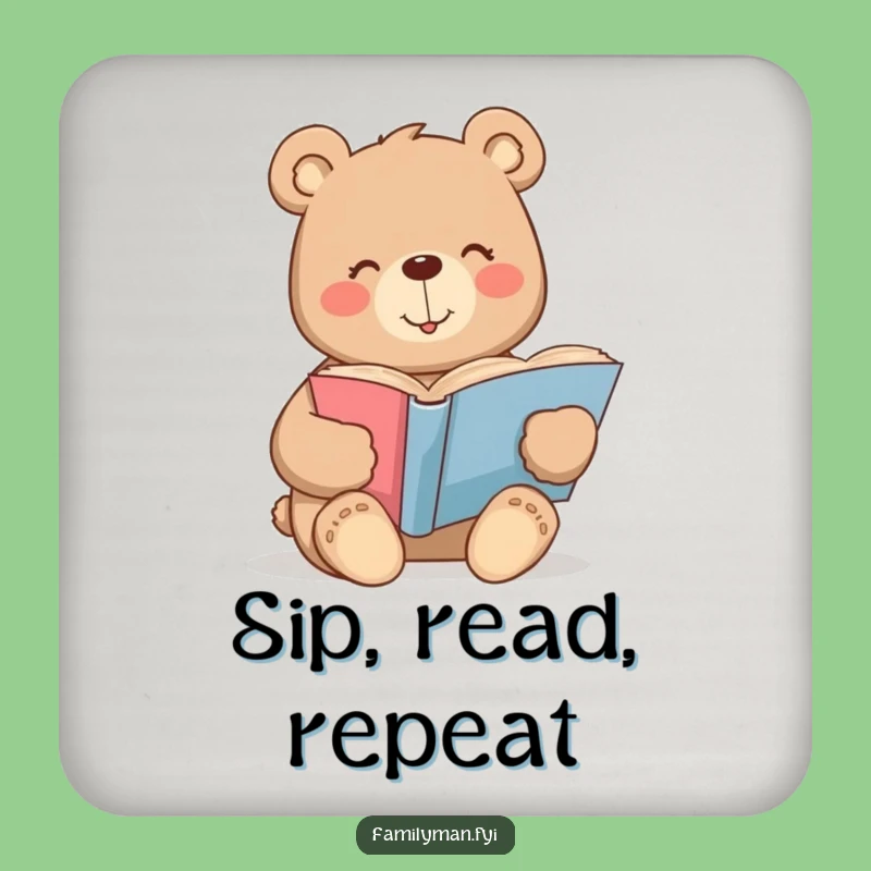Funny Bear Coaster Set: Cozy Reading Protection, Unique and Funny Gift
