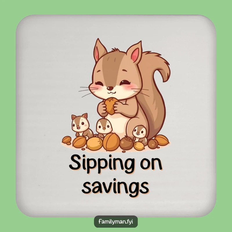 Funny Squirrel Gathering Nuts Coasters: Protect Surfaces with Humor, Gift