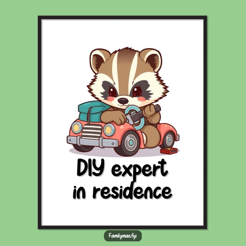 Funny Badger Poster: Master Fixer, Inspiring Art, Perfect Funny Gift